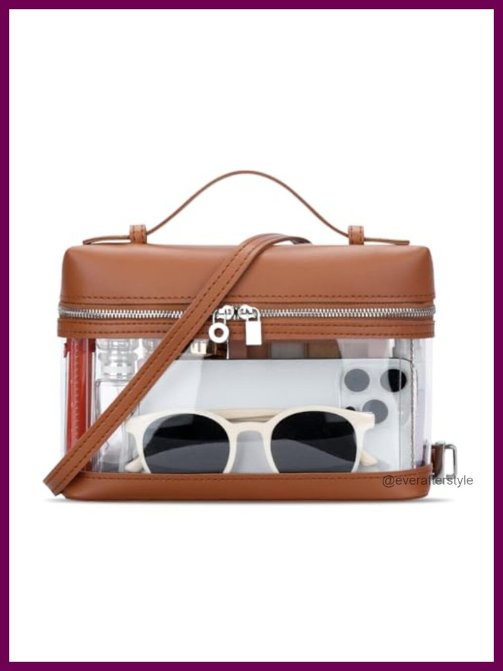 Clear Crossbody Bag PVC Vegan Leather Stadium Approved Adjustable Strap